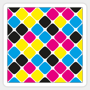 Diagonal Squircle Pattern (CMYK) Sticker